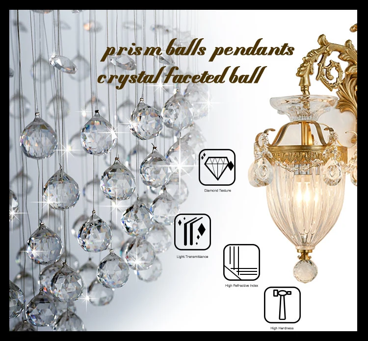 Transparent K9 Glass Pendants, Crystal Ball Prism Hanging Pendants Crystal Lighting Ball Crystal Chandelier Faceted Ball Hanging Decorative Lighting Pendant