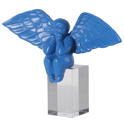 Estátua de anjo bebê gordinho de resina em base de cristal