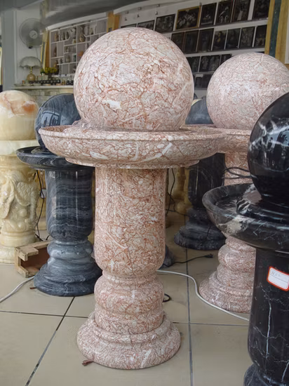 Fonte de rolamento de esfera de mármore Fengshui para decoração de produtos de jardim de pedra natural